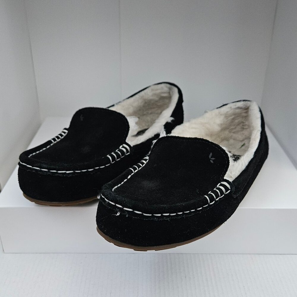 Koolaburra by UGG Moccasin Slippers Womens 7 Black Suede Lezy Faux Fur - Picture 3 of 7